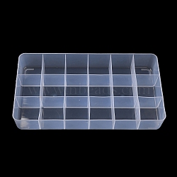 18 Grids Transparent Plastic Jewelry Trays, Rectangle Desktop Organizer Case with No Cover, for Earrings, Rings, Bracelets, Small Items, White, 15.8x28.5x4.3cm(CON-K002-02B)