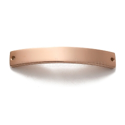 304 Stainless Steel Connector Charms, Curved Rectangle Links, Rose Gold, 38.5x6x1.5mm, Hole: 1.4mm(STAS-R117-03RG)