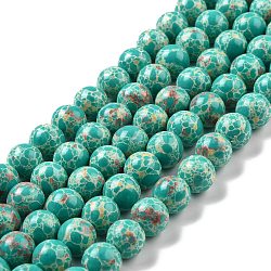 Synthetic Imperial Jasper Beads Strands, Dyed, Round, Light Sea Green, 10mm, Hole: 1.4mm, about 38pcs/strand, 14.57''(37cm)(G-E568-01C-02)