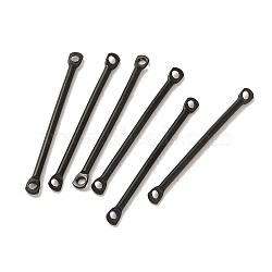 304 Stainless Steel Connector Charms, Bar Links, Black, 25x2.5x1.2mm, Hole: 1.2mm(STAS-Q323-06C-EB)