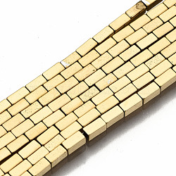 Electroplate Non-magnetic Synthetic Hematite Beads Strands, Cuboid, Real 18K Gold Plated, 3.5x1.5x1.5mm, Hole: 0.8mm, about 128~134pcs/strand, 15.75 inch~15.98 inch(40cm~40.6cm)(G-T114-50G)