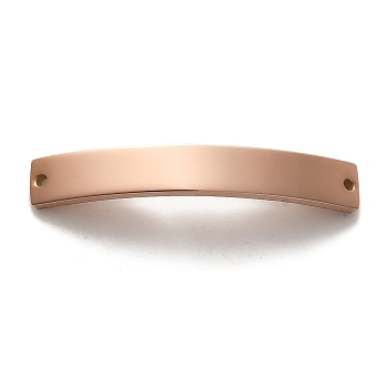 304 Stainless Steel Connector Charms, Curved Rectangle Links, Rose Gold, 38.5x6x1.5mm, Hole: 1.4mm