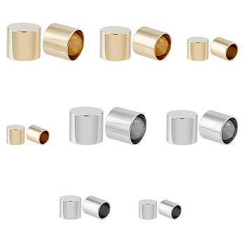 16Pcs 8 Style 201 Stainless Steel Cord Ends, End Caps, Column, Golden & Stainless Steel Color, 6~9x4~10mm, Inner Diameter: 3~9mm, 2Pcs/style