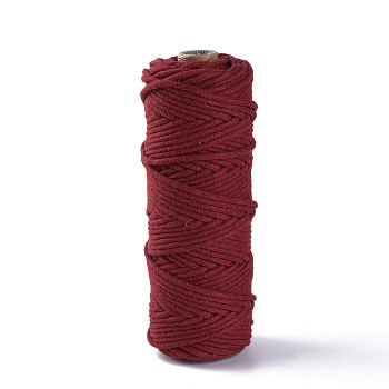 Cotton String Threads, Macrame Cord, Decorative String Threads, for DIY Crafts, Gift Wrapping and Jewelry Making, FireBrick, 3mm, about 54.68 yards(50m)/roll