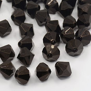 Faceted Bicone Transparent Acrylic Beads, Dyed, Black, 6mm, Hole: 1mm, about 5800pcs/500g