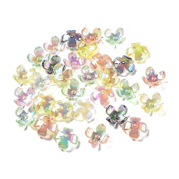 Transparent Acrylic Bead Caps, Flower, Mixed Color, 16x16x5.5mm, Hole: 1.6mm