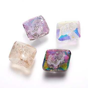 K9 Glass Rhinestone Pendants, Rhombus, Faceted, Mixed Color, 36x30~30.5x12mm, Hole: 1.8mm