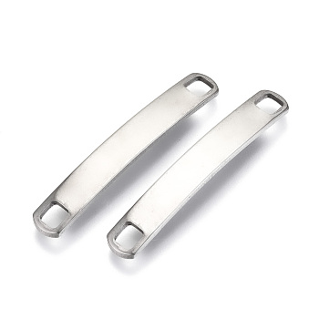 201 Stainless Steel Links Connectors, Stamping Blank Tag, Rectangle Oval, Stainless Steel Color, 33.5x5x3mm, Hole: 3x3mm