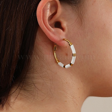 boucles d'oreilles créoles dorées 304 en acier inoxydable avec émail(SQ2543-2)-3