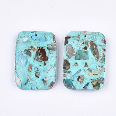 Assembled Synthetic Imperial Jasper and Turquoise Pendants(G-S329-049)-2