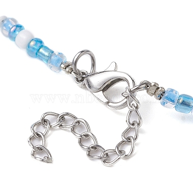 Synthetic Turquoise Starfish & Turtle & Seed Beaded Necklace for Women(NJEW-JN04482-02)-5