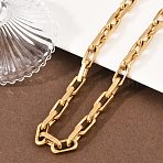 7.5MM 304 Stainless Steel Paperclip Chain Necklaces, Ion Plating(IP), Golden, 27.83 inch(70.7cm)(NJEW-Z105-01G)