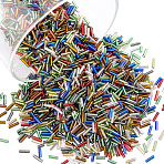 6000Pcs Glass Bugle Beads, Silver Lined, Mixed Color, 6~8x1.8mm, Hole: 0.6mm(SEED-ME0001-28)