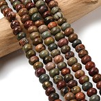 Natural Picasso Stone/Polychrome Jasper Beads Strands, Rondelle, 6.5~7x4~4.5mm, Hole: 0.8mm, about 89pcs/strand, 15.35''(39cm)(G-A280-A27-01)