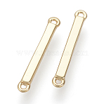 Brass Links connectors, Nickel Free, Real 18K Gold Plated, Cuboid, Golden, 15x2x1.5mm, Hole: 1mm(KK-S331-18-15mm)
