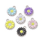 Alloy Enamel Pendants, Daisy, Mixed Color, Mixed Color, 16x13x2mm, Hole: 2mm(ENAM-A139-05P)