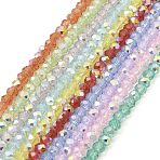 Baking Paint Transparent Glass Beads Strands, Imitation Opalite, Faceted, AB Color Plated, Round, Mixed Color, 6x5mm, Hole: 1mm, about 80~85pcs/strand, 38~40cm(DGLA-A034-J6mm-B)