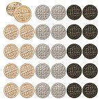 30Pcs 3 Style Zinc Alloy Shank Buttons, 1-Hole, Flat Round with Grid, Mixed Color, 22x2.5~8mm, Hole: 2~2.5mm, 10pcs/style(FIND-CA0008-90)