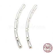 925 Sterling Silver Tube Beads, Bamboo Tube Beads, Silver, 30x2.5x2.5mm, Hole: 1.6mm(STER-Z004-04A)