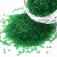 15/0 Transparent Czech Glass Seed Beads, Round, Sea Green, 1.5x1mm, Hole: 0.5mm, about 500g/bag(SEED-N004-004-20)