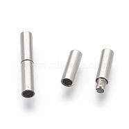 316 Surgical Stainless Steel Bayonet Clasps, Column, Stainless Steel Color, 18~20x4mm, Hole: 3mm(STAS-P226-01E)