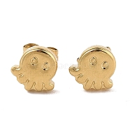 Ion Plating(IP) 304 Stainless Steel Octopus Stud Earrings for Women, Real 18K Gold Plated, 9x8.5mm(EJEW-G389-03G)