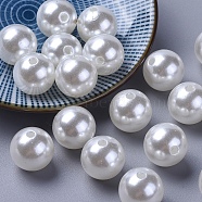 Imitation Pearl Acrylic Beads, Dyed, Round, White, 10x9.5mm, Hole: 2.5mm, about 1070pcs/pound(PL611-22)