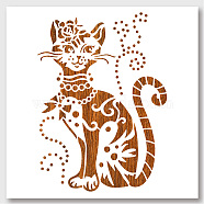 PET Hollow Out Drawing Painting Stencils, for DIY Scrapbook, Photo Album, Cat Pattern, 210x297mm(DIY-WH0403-017)