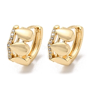 Brass with Clear Cubic Zirconia Hoop Earrings, Teardrop, Light Gold, 14.5x8.5mm(EJEW-B035-45KCG)