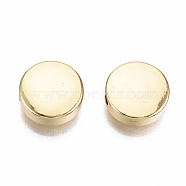 Brass Beads, Nickel Free, Flat Round, Real 18K Gold Plated, 9x3.5mm, Hole: 1.2mm(KK-T056-108G-NF)