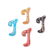 Handmade Lampwork Pendants, with Gold Sand, Letter J, Mixed Color, Size: about 50mm long, 28mm wide, hole: 4mm(LAMP-X092-M)