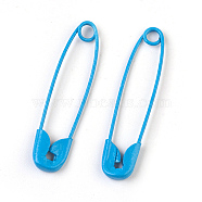 Iron Safety Pins, Deep Sky Blue, 30x7x2mm, Pin: 0.7mm(IFIN-F149-E01)