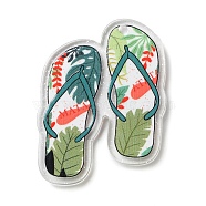 Printed Transparent Hawaii Theme Acrylic Pendants, Slipper, Cyan, 41x30.5x2.5mm, Hole: 2mm(OACR-S045-02D)