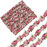 5 Yards Polyester Ribbon, Flower, Deep Pink, 1/2 inch(14mm)(OCOR-GF0001-88B)