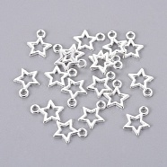 Tibetan Style Alloy Pendants, Lead Free and Cadmium Free, Star, Silver Color Plated, about 10mm wide, 12mm long, hole: 2mm(LF0037Y-S)