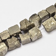 Nuggets Electroplated Natural Pyrite Beads Strands, Mixed Color, 9~11mm, Hole: 1mm, about 31~42pcs/strand, 15 inch(G-A142-05C)