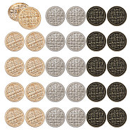 30Pcs 3 Style Zinc Alloy Shank Buttons, 1-Hole, Flat Round with Grid, Mixed Color, 22~25.5x2.5~8mm, Hole: 2~2.5mm, 10pcs/style(FIND-CA0008-90)