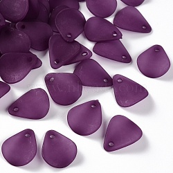 Transparent Frosted Acrylic Pendants, Petaline, Dark Orchid, 17x14x2.5mm, Hole: 1.8mm, about 2330pcs/500g(MACR-S371-09A-743)