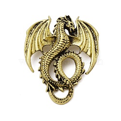 Retro Antique Golden Animal Alloy Brooches for Backpack Clothes, Dragon, 40x33mm(JEWB-S040-02A-AG)