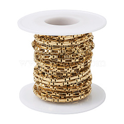304 Stainless Steel Box Chain, Unwelded, with Spool, Golden, 3mm, about 16.40 Feet(5m)/Roll(YS-TAC0001-10G)