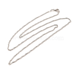 1.5mm Rack Plating Brass Singapore Chain Necklaces for Women Men, Cadmium Free & Lead Free, 901 Stainless Steel Clasp, Long-Lasting Plated, Platinum, 23.62 inch(60cm)(MAK-L044-28P)