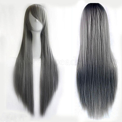 31.5 inch(80cm) Long Straight Cosplay Party Wigs, Synthetic Heat Resistant Anime Costume Wigs, with Bang, Light Grey, 31.5 inch(80cm)(OHAR-I015-11J)