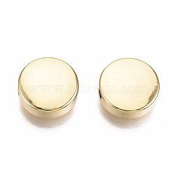 Brass Beads, Nickel Free, Flat Round, Real 18K Gold Plated, 8x3.5mm, Hole: 1.2mm(KK-T056-108G-NF)