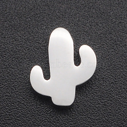 201 Stainless Steel Charms, for Simple Necklaces Making, Stamping Blank Tag, Laser Cut, Cactus, Stainless Steel Color, 10x8.5x3mm, Hole: 1.8mm(STAS-R109-JA416-1)