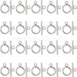 40Pcs 304 Stainless Steel Ring Toggle Clasps, Round Ring, Stainless Steel Color, 18x14x2mm, hole: 3mm, Bar: about 20x6x2mm, Hole: 3mm(STAS-SC0007-42B)