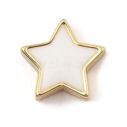 Rack Plating Brass Enamel Beads, Long-Lasting Plated, Real 18K Gold Plated, Star, 12.5x13x4.5mm, Hole: 1.4mm(KK-C074-13G-02)