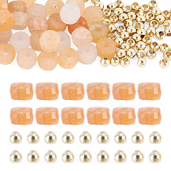 50Pcs Natural Red Aventurine Beads, Faceted, Rondelle, with 50Pcs Golden Tone Brass Solid Round Beads, 4x2mm, Hole: 1mm(G-TAD0001-15A)