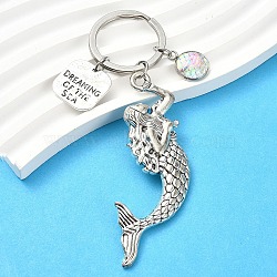 Alloy Keychain, with Resin & Iron Findings, Ghost White, 10.7cm(KEYC-YW00099-04)