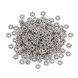 Tibetan Silver Daisy Spacer Beads, Snowflake, For Christmas, Antique Silver, 4~4.5x1.5mm, Hole: 1mm, 500pcs(TIBE-TA0001-05AS-A)