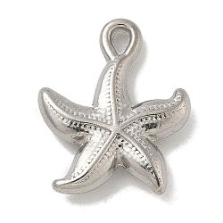 Anti-Tarnish 304 Stainless Steel Pendants, Starfish Charm, Stainless Steel Color, 21.5x17x3.5mm, Hole: 1.6mm(STAS-Q334-59P)